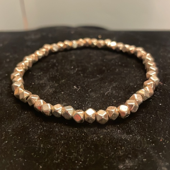 8” gold plated mixed metal stackable stretch beaded bracelet w/45 beads - Picture 2 of 10